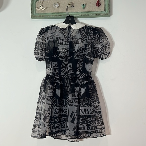 Emily The Strange Organza graphic a line mini dress Peter Pan collar small new - Picture 7 of 9